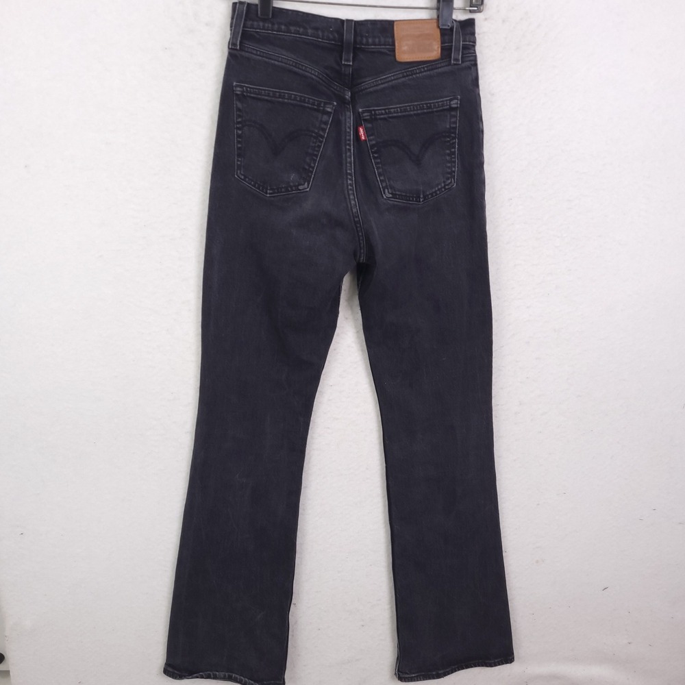 Levi's Ribcage Boot Jeans Womens 26 Black High Rise Flare Premium Denim